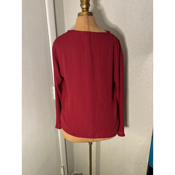 SHEIN Asymmetrical Neck Button Front Top S Corporate Siren Cherry Girl Holiiday - Picture 4 of 10